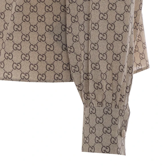 Camicia in seta beige Gucci