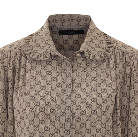 Camicia in seta beige Gucci