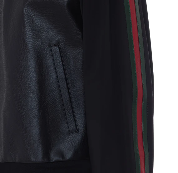 Black leather bomber jacket Gucci