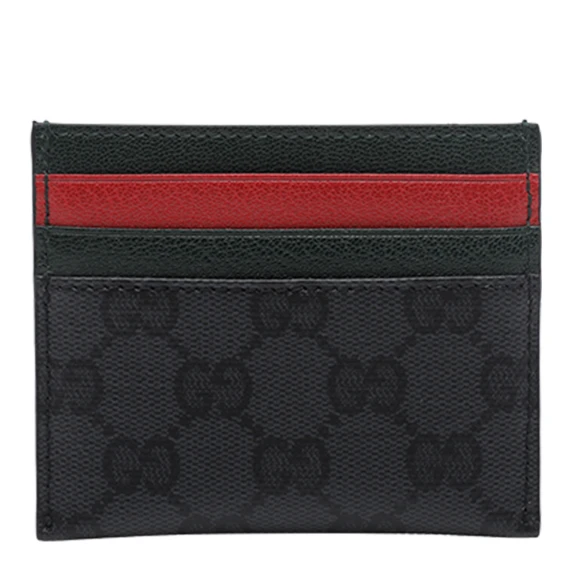 Portacarte Web nero in cotone e poliuretano Gucci