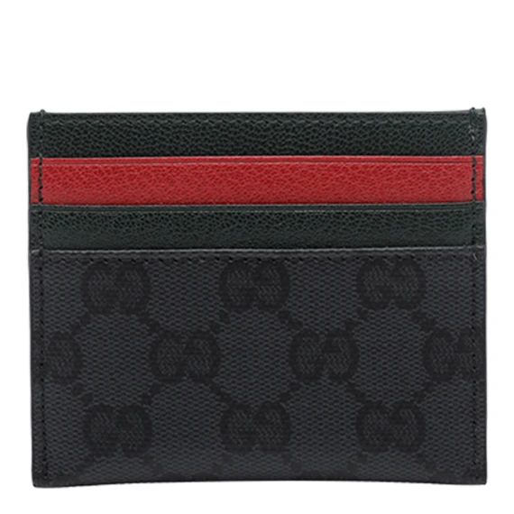 Portacarte Web nero in cotone e poliuretano Gucci