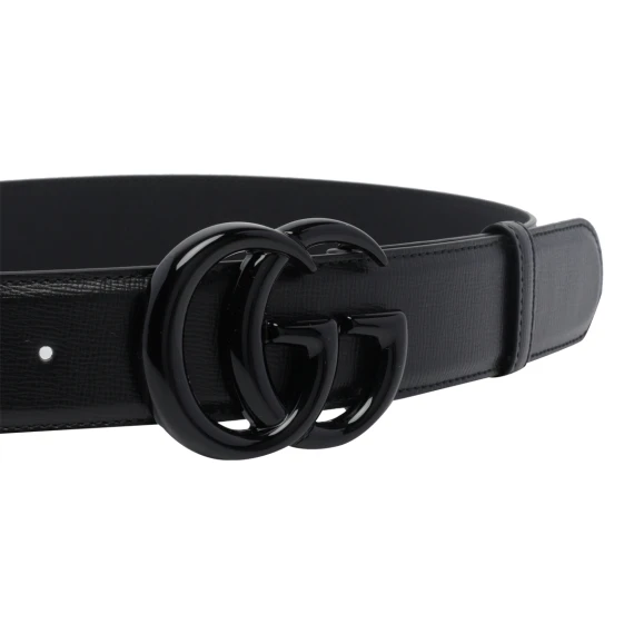 Cintura ampia nera in pelle Gucci