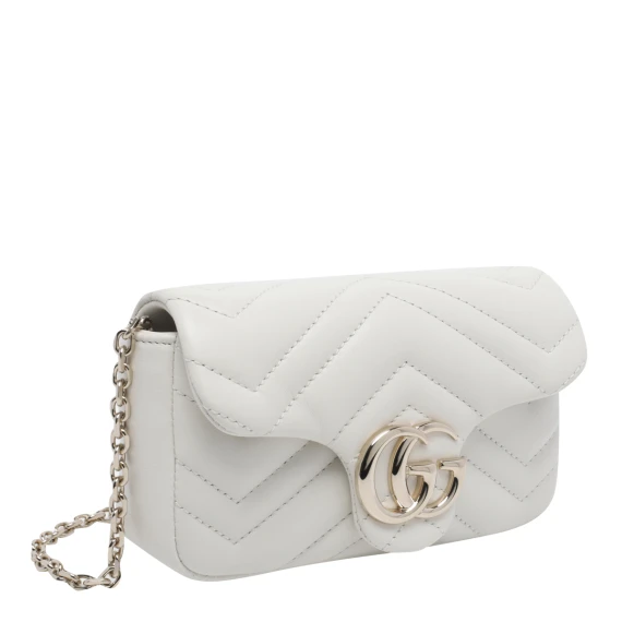 Borsa a tracolla bianca con pattina Gucci