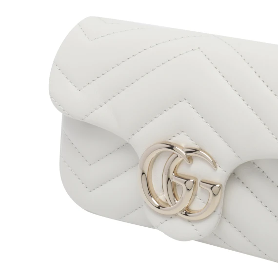 Borsa a tracolla bianca con pattina Gucci