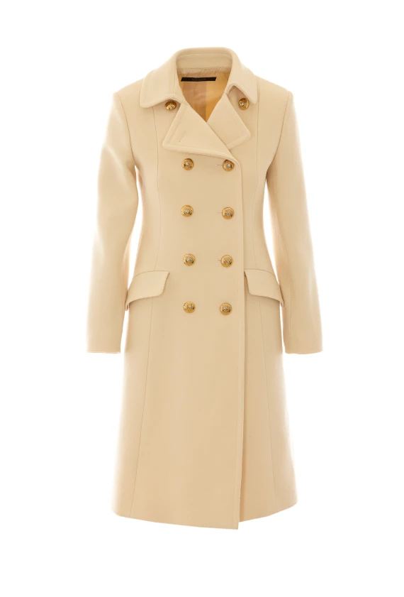 Cappotto beige in lana testurizzata