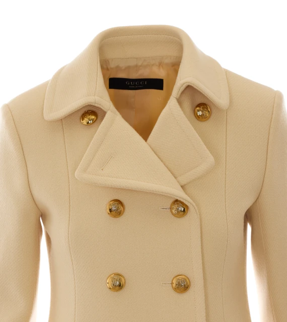 Beige textured wool coat Gucci