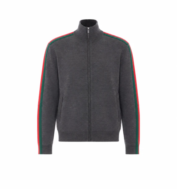 Cardigan in lana grigio scuro con zip