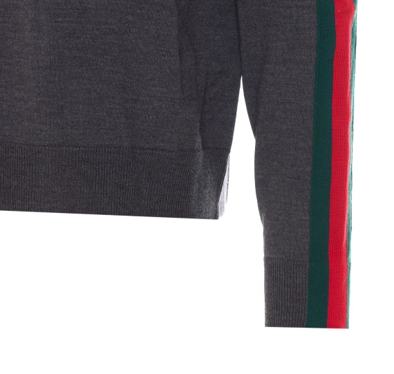 Cardigan in lana grigio scuro con zip Gucci