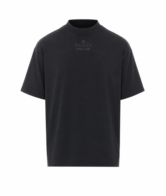 T-shirt nera in jersey di modal