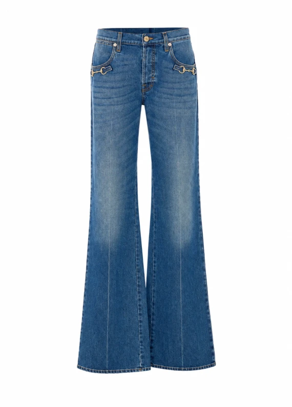 Jeans in denim blu a vita bassa