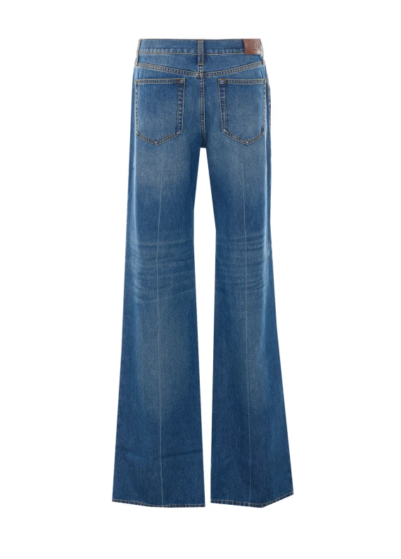 Jeans in denim blu a vita bassa Gucci