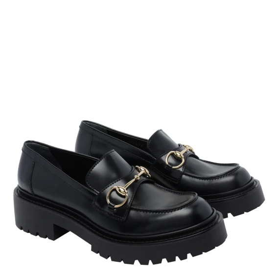 Black loafers with metal detail Gucci