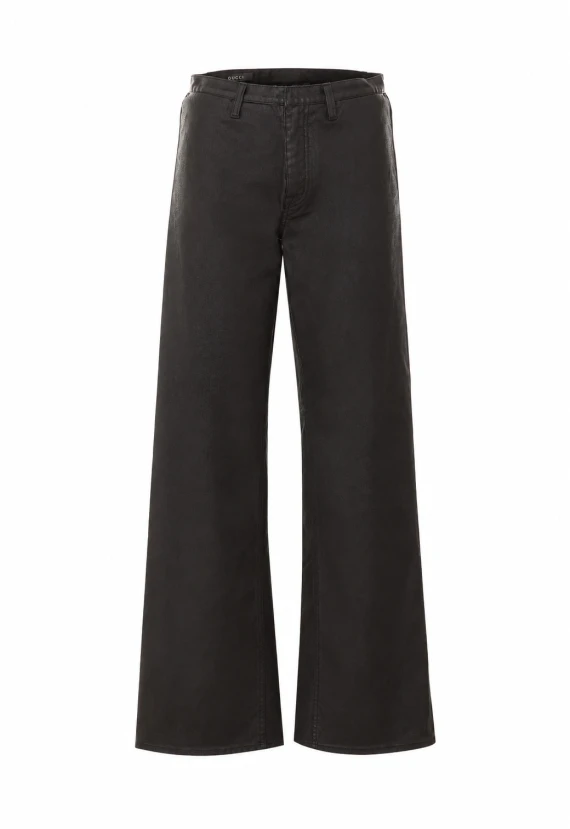 Pantaloni neri in denim twill spalmato