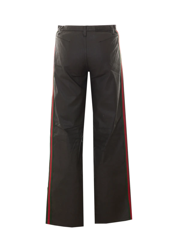 Pantaloni neri in denim twill spalmato Gucci