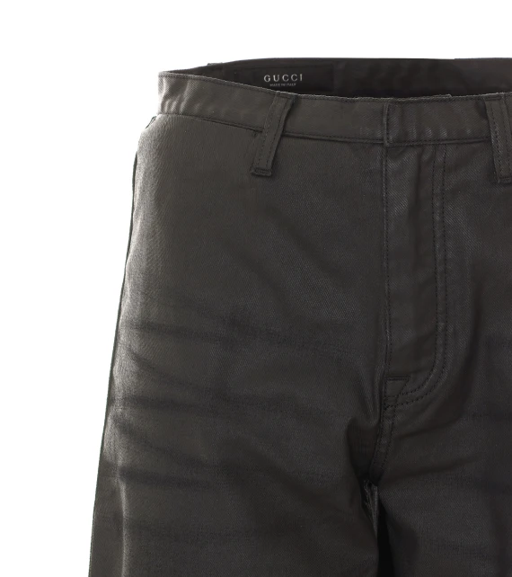Pantaloni neri in denim twill spalmato Gucci