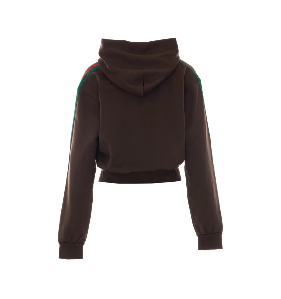 Felpa corta con cappuccio marrone Gucci