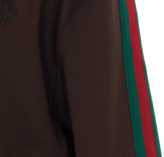 Felpa corta con cappuccio marrone Gucci