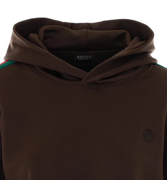 Felpa corta con cappuccio marrone Gucci