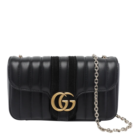 Borsa a tracolla nera GG Marmont