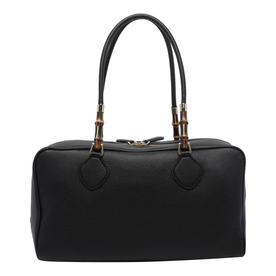 Borsa Boston nera in pelle leggera Gucci