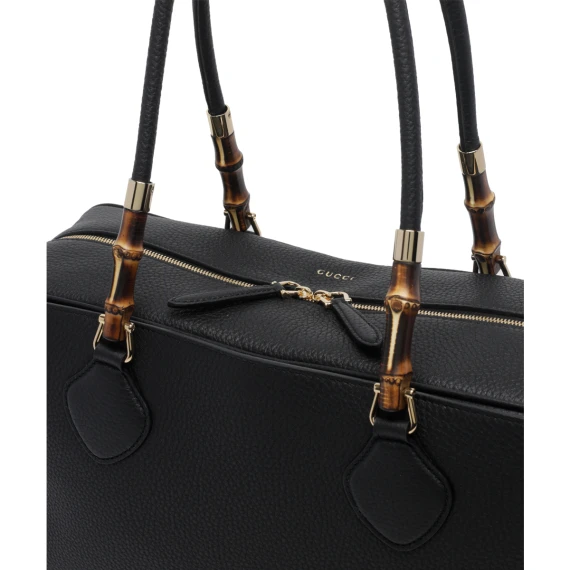 Borsa Boston nera in pelle leggera Gucci