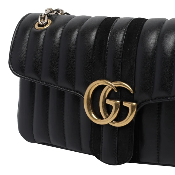 Borsa a tracolla nera Jetset GG Marmont Gucci