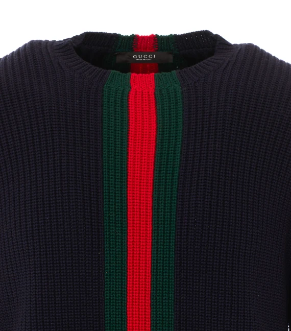 Dark blue wool crewneck sweater Gucci