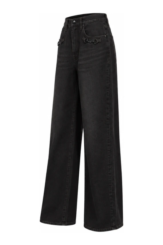 Brown Horsebit Lgoo Jeans Gucci