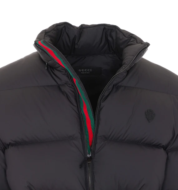 Black Blouson with Zip Closure Coat Gucci