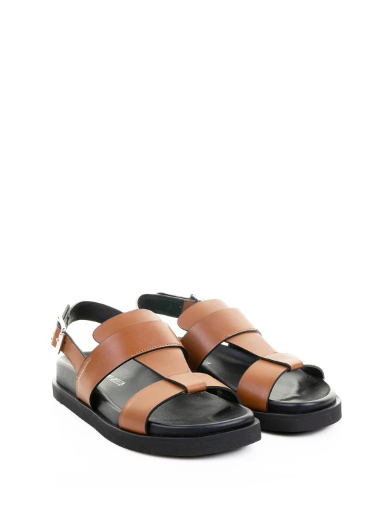 Black Brown Leather Sandal