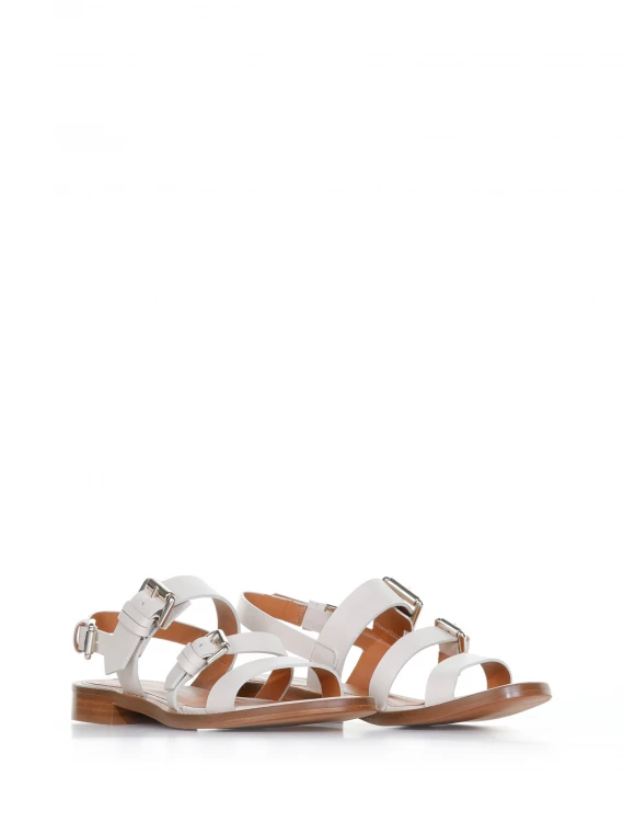 Double buckle sandal in leather