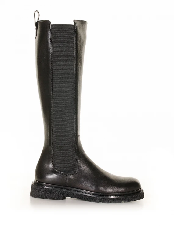 High black leather boot