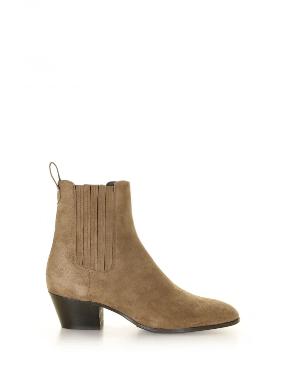 Beige suede ankle boot