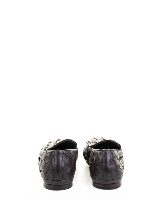 Mocassino slip on in nappa intrecciata testa di moro