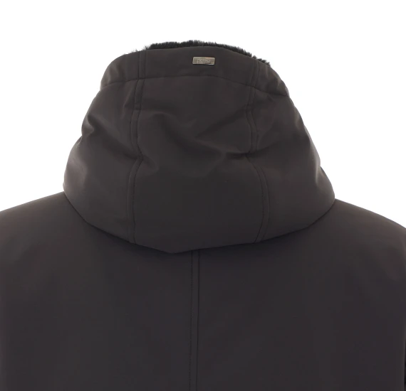 Parka nero in twill di poliestere opaco HERNO