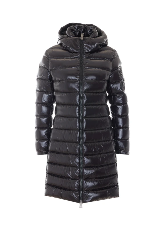 Giaccone in nylon lucido nero