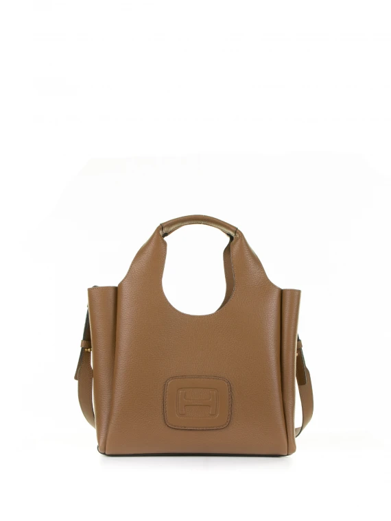 Small brown leather shopping bag