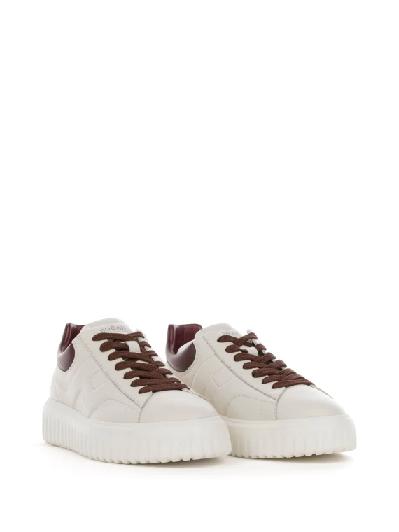 Sneaker H-Stripes panna in pelle