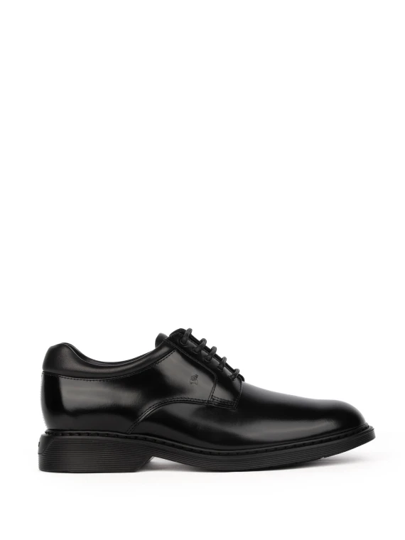 Derby H576 nero in pelle liscia