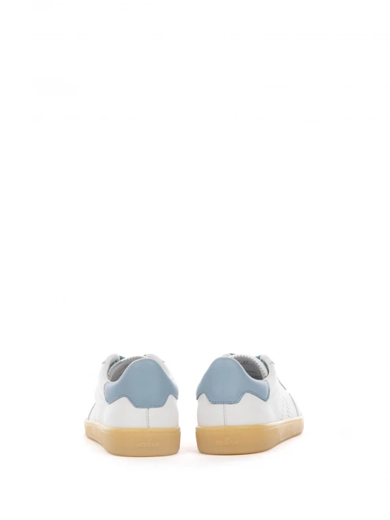 Sneakers Cool in pelle bianco azzurro e fondo a contrasto