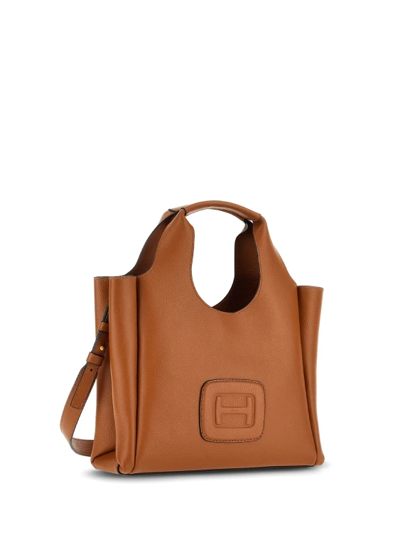 Shopping bag piccola H-Bag in pelle martellata