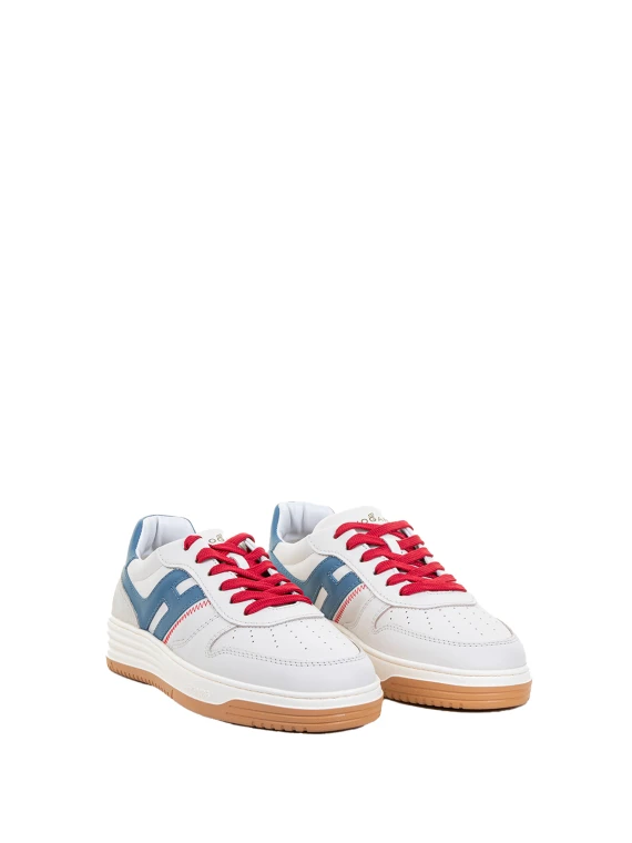Sneaker H630 uomo in pelle azzurro e arancio