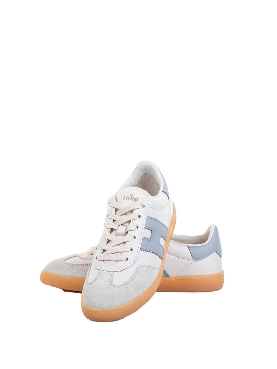 Sneaker Cool donna bianco celeste in pelle