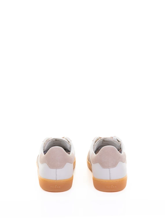 Sneaker Cool donna bianco rosa in pelle e suede