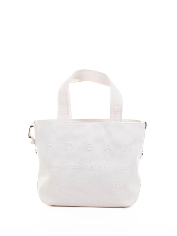 Borsa a sacca in tessuto jeans bianco