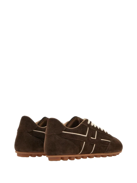 Sneakers in pelle scamosciata marrone