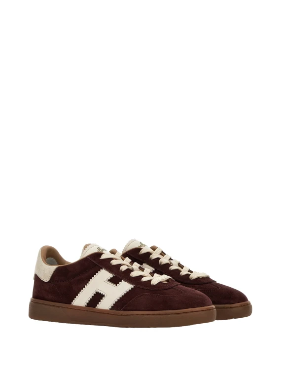 Burgundy suede sneakers