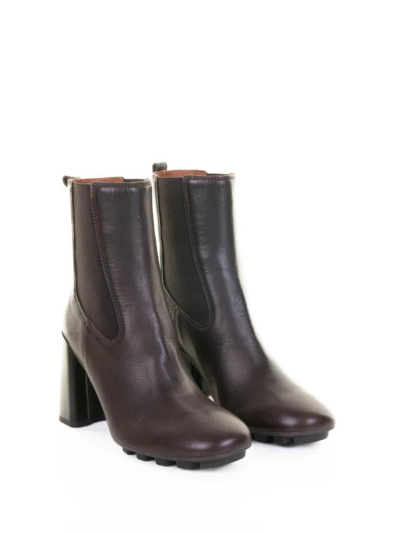 dark brown leather ankle boot