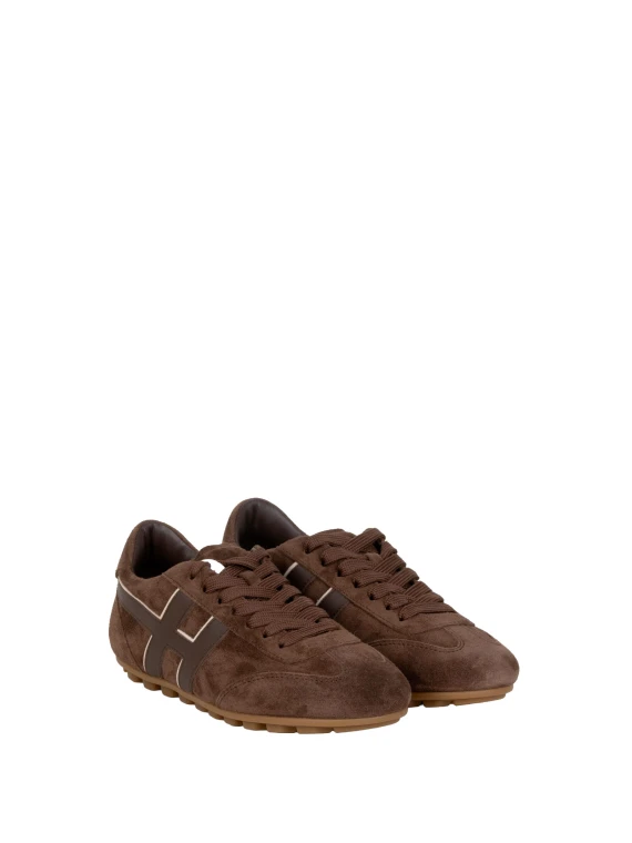 Dark Brown H693 Leather Sneakers Hogan