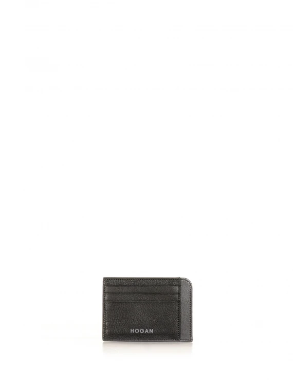 Leather card holder with logo